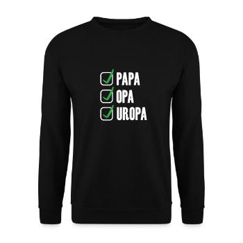 Papa Opa Uropa - Unisex Pullover - Schwarz - Vorne - Alina (178cm) & Michal (187cm)