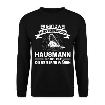 Hausmann Spruch Putzkraft Geschenk - Unisex Pullover - Schwarz - Vorne - Alina (178cm) & Michal (187cm)