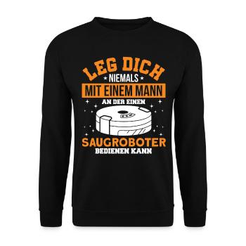 Reinigungskraft Saugroboter Putzkraft Geschenk - Unisex Pullover - Schwarz - Vorne - Alina (178cm) & Michal (187cm)
