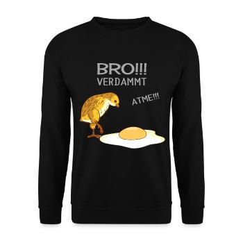 Huhn Hühner Küken - Lustige Sprüche Vegetarier - Unisex Pullover - Schwarz - Vorne - Alina (178cm) & Michal (187cm)