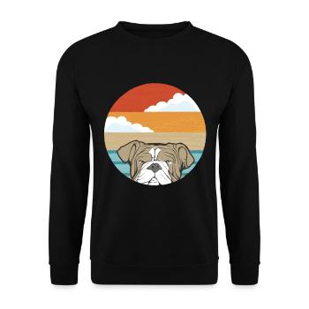 Englische Bulldogge Vintage English Bulldog Retro - Unisex Sweatshirt - black - Front - Alina (178cm) & Michal (187cm)
