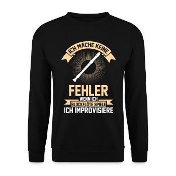 Blockflöte Flöte Orchester Musikverein - Unisex Pullover - Schwarz - Vorne - Alina (178cm) & Michal (187cm)