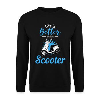 Vivre avec scooter moto moto mobylette - Sweat-shirt Unisexe - noir - Devant - Alina (178cm) & Michal (187cm)
