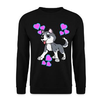 Coeurs Husky Chien Enfants Enfants Animaux bienvenus - Sweat-shirt Unisexe - noir - Devant - Alina (178cm) & Michal (187cm)