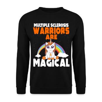 Multiple Sclerosis Magical Unicorn Orange Ribbon - Unisex Sweatshirt - black - Front - Alina (178cm) & Michal (187cm)