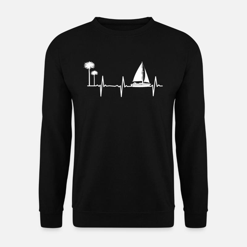 Segel Boote Segelboot Herzschlag Segler Kapitän - Unisex Pullover - Schwarz