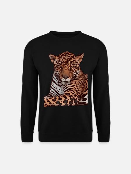 Leoparden Tiermotiv Tiergesicht Tier Damen Kinder - Unisex Pullover - Schwarz
