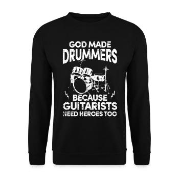 Schlagzeuger Tshirt für Rock Bass Drummer Musiker - Unisex Pullover - Schwarz - Vorne - Alina (178cm) & Michal (187cm)