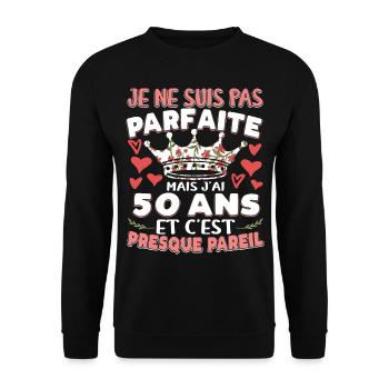 Anniv 50 ans Anniversaire Humour - Sweat-shirt Unisexe - noir - Devant - Alina (178cm) & Michal (187cm)