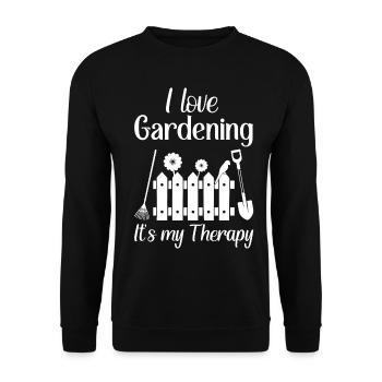 I love gardening it's my therapy - Unisex Pullover - Schwarz - Vorne - Alina (178cm) & Michal (187cm)