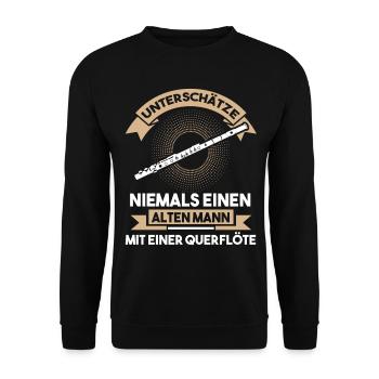 Querflöte Flöte Flötist Flötenspieler Orchester Mu - Unisex Pullover - Schwarz - Vorne - Alina (178cm) & Michal (187cm)