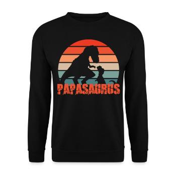 Papa Vater Papasaurus - Unisex Pullover - Schwarz - Vorne - Alina (178cm) & Michal (187cm)