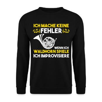 Waldhorn Musikverein Blaskapelle Hornist Musiker - Unisex Pullover - Schwarz - Vorne - Alina (178cm) & Michal (187cm)
