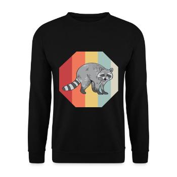 Waschbär Racoon Tier Geschenk Frettchen Marder - Unisex Pullover - Schwarz - Vorne - Alina (178cm) & Michal (187cm)