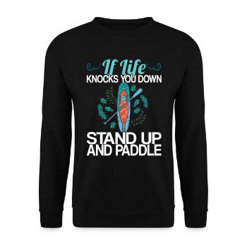 Stand Up Paddeln Paddle Board Geschenk - Unisex Pullover - Schwarz - Vorne - Alina (178cm) & Michal (187cm)