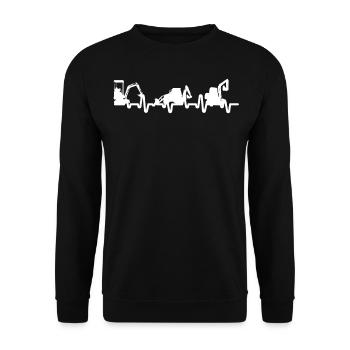 Bagger Herzschlag Baustelle - Unisex Pullover - Schwarz - Vorne - Alina (178cm) & Michal (187cm)