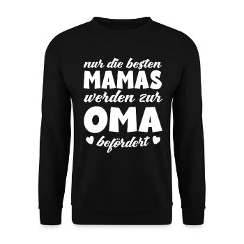 Die besten Mamas werden zur Oma befördert Baby Omi - Unisex Pullover - Schwarz - Vorne - Alina (178cm) & Michal (187cm)
