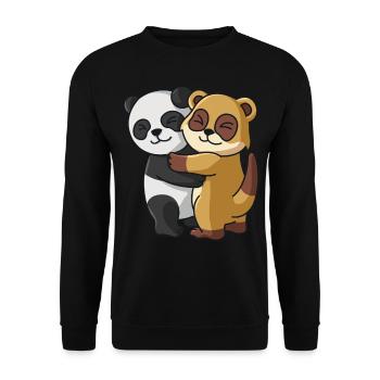 Panda Erdmännchen Liebe niedliche Tiere knuddeln - Unisex Pullover - Schwarz - Vorne - Alina (178cm) & Michal (187cm)