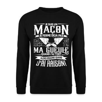 Maçon Maçonnerie Humour Dicton - Sweat-shirt Unisexe - noir - Devant - Alina (178cm) & Michal (187cm)