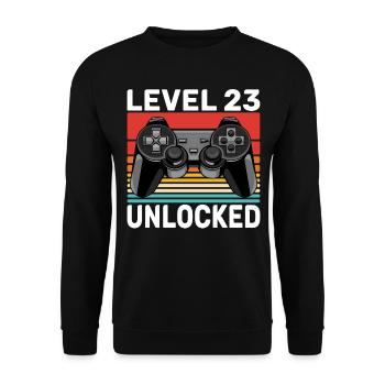 Level 23 Unlocked - 23e anniversaire cadeau de gamer - Sweat-shirt Unisexe - noir - Devant - Alina (178cm) & Michal (187cm)