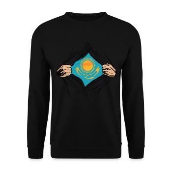 Drapeau du Kazakhstan pour le Kazakhstan - Sweat-shirt Unisexe - noir - Devant - Alina (178cm) & Michal (187cm)