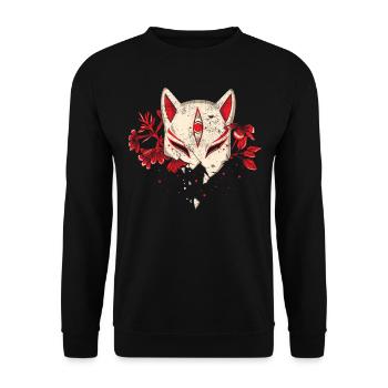 Fox Kitsune Japan Manga Japanese Anime - Unisex Sweatshirt - black - Front - Alina (178cm) & Michal (187cm)