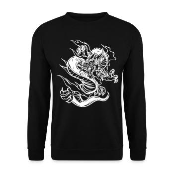mit chinesischen Drachen chinesischem Drache - Unisex Pullover - Schwarz - Vorne - Alina (178cm) & Michal (187cm)