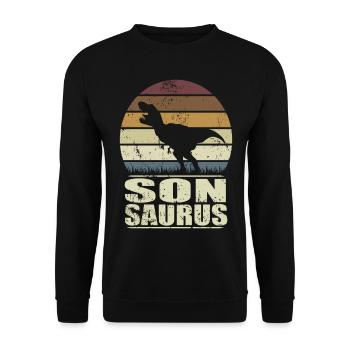 SonSaurus Rex Dinosaurier Familien Dino Son Saurus - Unisex Pullover - Schwarz - Vorne - Alina (178cm) & Michal (187cm)