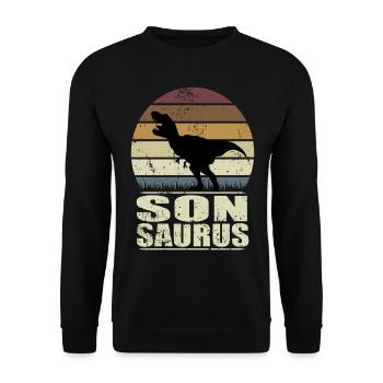 SonSaurus Rex Dinosaurier Familien Dino Son Saurus - Unisex Pullover - Schwarz - Vorne - Alina (178cm) & Michal (187cm)