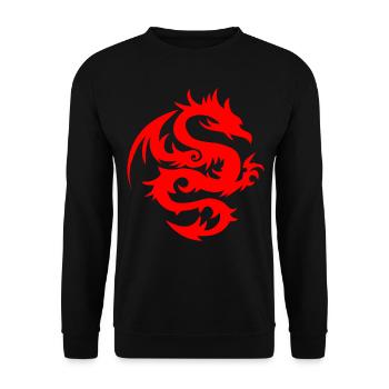 mit chinesischen Drachen chinesischem Drache - Unisex Pullover - Schwarz - Vorne - Alina (178cm) & Michal (187cm)