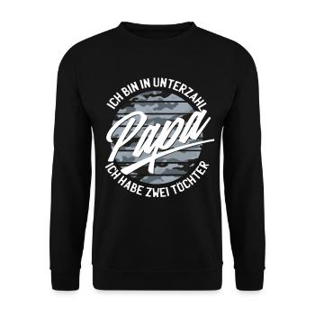Papa Zwei Töchter Zwillinge Vater Camouflage - Unisex Pullover - Schwarz - Vorne - Alina (178cm) & Michal (187cm)