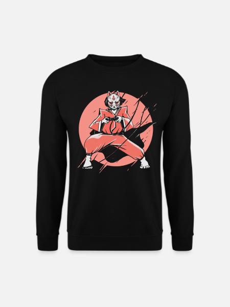 Anime Kitsune Manga Kawaii Samouraï Cadeau - Sweat-shirt Unisexe - noir