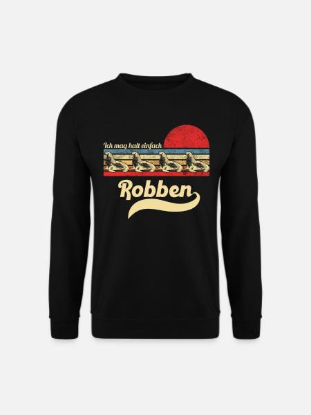 Seehund Retro Vintage Robbe Geschenk - Unisex Pullover - Schwarz