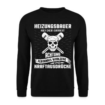 Heizungsbauer Heizungsbau Klempner Installateur - Unisex Pullover - Schwarz - Vorne - Alina (178cm) & Michal (187cm)