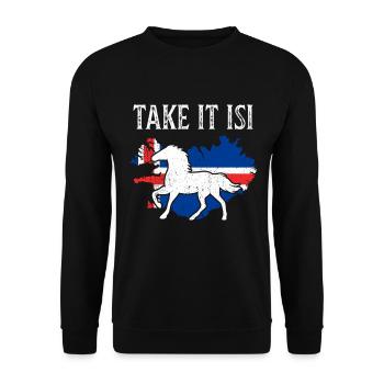 Cheval islandais - Sweat-shirt Unisexe - noir - Devant - Alina (178cm) & Michal (187cm)