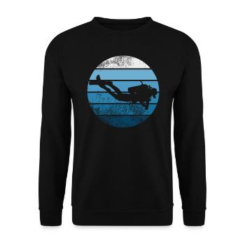 Retro Scuba Tauchen Taucher Geschenk Scuba Diving - Unisex Pullover - Schwarz - Vorne - Alina (178cm) & Michal (187cm)