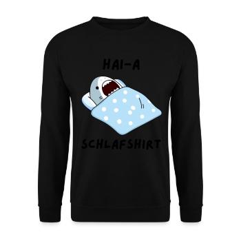Hai Schlafshirt Nachthemd Geschenk - Unisex Pullover - Schwarz - Vorne - Alina (178cm) & Michal (187cm)