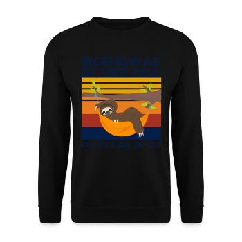 Irgendwas ist Faul hier Faultier - Unisex Pullover - Schwarz - Vorne - Alina (178cm) & Michal (187cm)