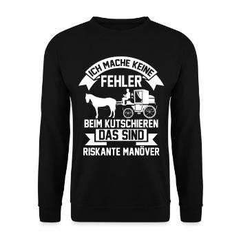 Kutscher Pferdekutsche Kutschenpferde - Unisex Pullover - Schwarz - Vorne - Alina (178cm) & Michal (187cm)