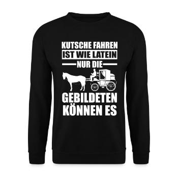 Kutscher Kutschenpferde Pferdekutsche Kutsche - Unisex Pullover - Schwarz - Vorne - Alina (178cm) & Michal (187cm)