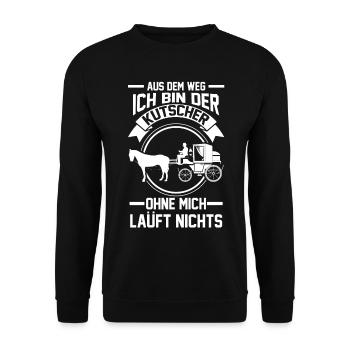 Kutscher Pferdekutsche Kutsche Pferde - Unisex Pullover - Schwarz - Vorne - Alina (178cm) & Michal (187cm)