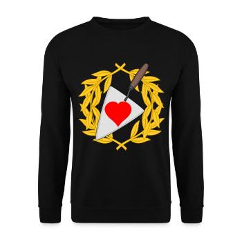 Maurerkelle Baustelle Hausbau Eigenheim Bauen Herz - Unisex Pullover - Schwarz - Vorne - Alina (178cm) & Michal (187cm)