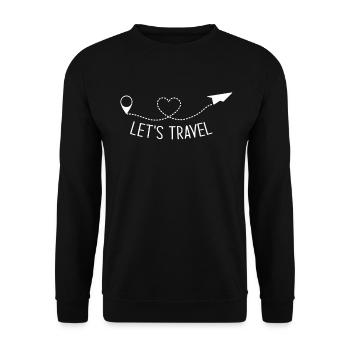 Let's Travel - Standpunkt Herz Flugzeug Reisen - Unisex Pullover - Schwarz - Vorne - Alina (178cm) & Michal (187cm)