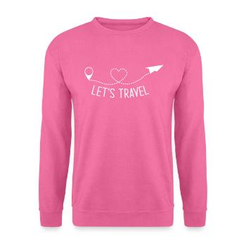 Let's Travel - Standpunkt Herz Flugzeug Reisen - Unisex Pullover - Pink - Vorne