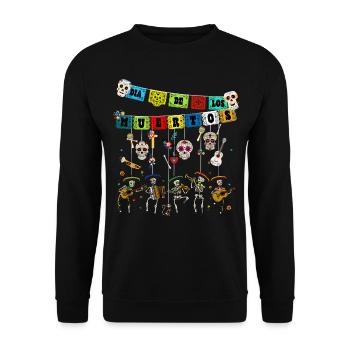 Dia De los Muertos Day of the Dead Funny Skull - Unisex Pullover - Schwarz - Vorne - Alina (178cm) & Michal (187cm)