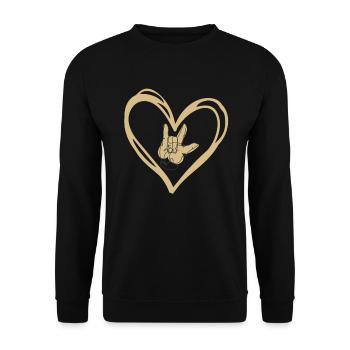 Langue des signes Coeur I love you - Sweat-shirt Unisexe - noir - Devant - Alina (178cm) & Michal (187cm)