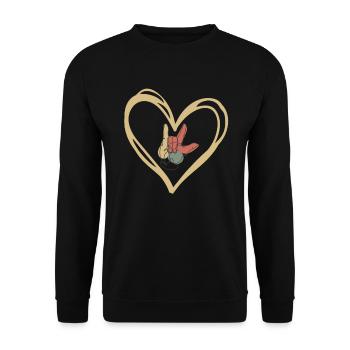 Langue des signes Cardiaque Geste - Sweat-shirt Unisexe - noir - Devant - Alina (178cm) & Michal (187cm)