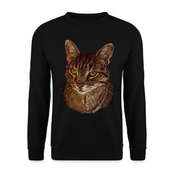 Cat motif cat cat face animal face animal - Unisex Sweatshirt - black - Front - Alina (178cm) & Michal (187cm)