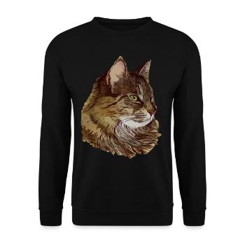 Cat motif cat cat face animal face animal - Unisex Sweatshirt - black - Front - Alina (178cm) & Michal (187cm)
