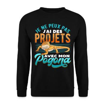 Agame Barbus Pogona Rigolo - Sweat-shirt Unisexe - noir - Devant - Alina (178cm) & Michal (187cm)